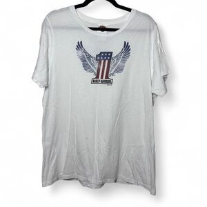 Harley Davidson Women’s 1 Eagle Logo Tee Shirt White Cotton 1X USA Graphic
